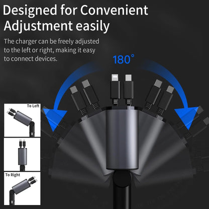 Ultimate 4-in-1 Fast Car Charger - 100W Power with iPhone & Type C Cable, Dual Charging Ports